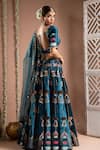 Shop_Ahi Clothing_Blue Velvet Embroidered Mirror Leaf Zardozi Lehenga Set _at_Aza_Fashions