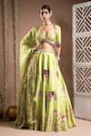 Buy_Ahi Clothing_Green Heavy Crepe Embroidered Zari Sweetheart Elephant Digital Print Lehenga Set _at_Aza_Fashions