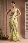 Buy_Ahi Clothing_Green Heavy Crepe Elephant Digital Print Pre-draped Saree With Bustier _Online_at_Aza_Fashions