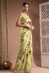 Shop_Ahi Clothing_Green Heavy Crepe Elephant Digital Print Pre-draped Saree With Bustier _Online_at_Aza_Fashions