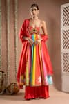 Buy_Ahi Clothing_Multi Color Heavy Crepe Embroidered Horse Print Cut-out Anarkali Palazzo Set _at_Aza_Fashions