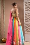 Shop_Ahi Clothing_Multi Color Heavy Crepe Embroidered Horse Print Panelled Lehenga With Bustier _at_Aza_Fashions