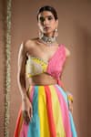 Shop_Ahi Clothing_Multi Color Heavy Crepe Embroidered Horse Print Panelled Lehenga With Bustier _Online_at_Aza_Fashions