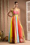 Buy_Ahi Clothing_Multi Color Heavy Crepe Embroidered Mirror Horse Print Panelled Anarkali With _Online_at_Aza_Fashions