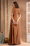 Shop_Ahi Clothing_Brown Heavy Crepe Embroidered Mirror Floral Jaal Print Cut-out Palazzo Set _at_Aza_Fashions