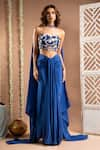 Ahi Clothing_Blue Heavy Crepe Embroidered Mirror Zardozi Embellished Corset Draped Skirt Set _Online_at_Aza_Fashions