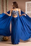 Buy_Ahi Clothing_Blue Heavy Crepe Embroidered Mirror Zardozi Embellished Corset Draped Skirt Set _Online_at_Aza_Fashions