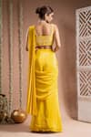 Shop_Ahi Clothing_Yellow Heavy Crepe Embroidered Crystals Solid Pre-draped Saree With Bustier _at_Aza_Fashions