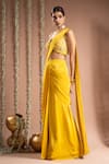 Shop_Ahi Clothing_Yellow Heavy Crepe Embroidered Crystals Solid Pre-draped Saree With Bustier _Online_at_Aza_Fashions