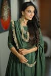 Ahi Clothing_Green Pure Chanderi Silk Embroidered Kiran Zari Handwork Anarkali Palazzo Set _Online_at_Aza_Fashions