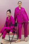 Kavya Singh Kundu_Pink Handwoven Mulberry Silk Embroidered Bead Musc Work Shirt And Pant Set _Online_at_Aza_Fashions