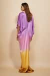 Shop_Masumi Mewawalla_Purple Mashroo Silk Placement Embellished Rhinestone V Neck Ombre Effect Kaftan _at_Aza_Fashions