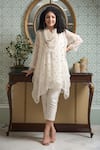 Shop_OMI_Off White Chanderi Embroidered Mirror Cowl Mun Tunic _at_Aza_Fashions