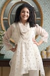 OMI_Off White Chanderi Embroidered Mirror Cowl Mun Tunic _Online_at_Aza_Fashions