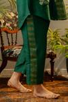 Buy_OMI_Green Silk Embroidery Floral Collar Shirt With Pant _Online_at_Aza_Fashions