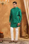 Buy_Raw & Rustic by Niti Bothra_Green 100% Raw Silk Plain Bundi _Online_at_Aza_Fashions