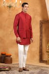 Buy_Raw & Rustic by Niti Bothra_Red 100% Raw Silk Plain Bundi _Online_at_Aza_Fashions