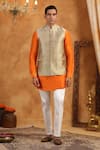 Buy_Raw & Rustic by Niti Bothra_Gold 100% Raw Silk Plain Bundi _at_Aza_Fashions