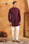 Buy_Raw & Rustic by Niti Bothra_Wine 100% Raw Silk Plain Classic Bundi _at_Aza_Fashions