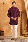 Raw & Rustic by Niti Bothra_Wine 100% Raw Silk Plain Classic Bundi _Online_at_Aza_Fashions