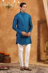 Buy_Raw & Rustic by Niti Bothra_Blue 100% Raw Silk Plain Solid Bundi _Online_at_Aza_Fashions