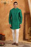 Buy_Raw & Rustic by Niti Bothra_Green 100% Raw Silk Plain Kurta _at_Aza_Fashions