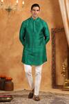 Shop_Raw & Rustic by Niti Bothra_Green 100% Raw Silk Plain Kurta _at_Aza_Fashions