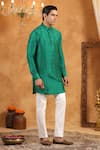 Buy_Raw & Rustic by Niti Bothra_Green 100% Raw Silk Plain Kurta _Online_at_Aza_Fashions