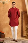 Buy_Raw & Rustic by Niti Bothra_Red 100% Raw Silk Plain Kurta _at_Aza_Fashions