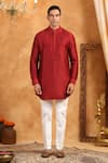 Shop_Raw & Rustic by Niti Bothra_Red 100% Raw Silk Plain Kurta _at_Aza_Fashions