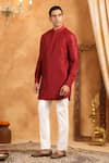 Buy_Raw & Rustic by Niti Bothra_Red 100% Raw Silk Plain Kurta _Online_at_Aza_Fashions