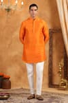 Buy_Raw & Rustic by Niti Bothra_Orange 100% Raw Silk Plain Solid Kurta _at_Aza_Fashions