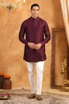 Buy_Raw & Rustic by Niti Bothra_Wine 100% Raw Silk Plain Classic Solid Kurta _at_Aza_Fashions