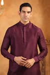 Shop_Raw & Rustic by Niti Bothra_Wine 100% Raw Silk Plain Classic Solid Kurta _Online_at_Aza_Fashions