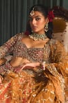 Buy_Roqa_Red Lehenga And Blouse Raw Silk Embroidery Aziza Floral Patchwork Bridal Set _Online_at_Aza_Fashions