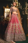 Buy_Roqa_Red Lehenga And Blouse Raw Silk Embroidery Aziza Floral Patchwork Bridal Set _at_Aza_Fashions