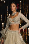 Roqa_Ivory Net Embroidery Zari Sweetheart Neck Mahreen Sequin Bridal Lehenga Set _Online_at_Aza_Fashions