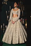 Buy_Roqa_Ivory Net Embroidery Zari Sweetheart Neck Mahreen Sequin Bridal Lehenga Set _at_Aza_Fashions