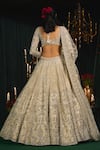 Shop_Roqa_Ivory Net Embroidery Zari Sweetheart Neck Mahreen Sequin Bridal Lehenga Set _at_Aza_Fashions