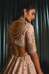 Shop_Roqa_Pink Lehenga And Blouse Raw Silk Embroidery Thread Sweetheart Qasr Bridal Set _Online_at_Aza_Fashions