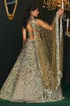 Shop_Roqa_Green Net Embroidery Sequin Halter Neck Ruhaab Floral Bridal Lehenga Set _at_Aza_Fashions