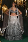 Buy_Roqa_Black Net Embroidery Zardozi Sweetheart Neck Zaahira Ombre Floral Lehenga Set _at_Aza_Fashions