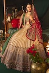 Buy_Roqa_Gold Net Embroidery Zari Sweetheart Neck Zarafat Vintage Bridal Lehenga Set _Online_at_Aza_Fashions