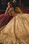 Roqa_Gold Blouse And Lehenga Raw Silk Embroidery Zari Mughal Floral Bridal Set _Online_at_Aza_Fashions