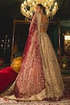 Shop_Roqa_Gold Blouse And Lehenga Raw Silk Embroidery Zari Mughal Floral Bridal Set _at_Aza_Fashions