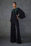 Shop_Namrata Joshipura_Black Jersey Embellished Bead Round Winter Garden Cut-out Jumpsuit _Online_at_Aza_Fashions