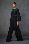 Namrata Joshipura_Black Jersey Embellished Bead Round Winter Garden Cut-out Jumpsuit _at_Aza_Fashions