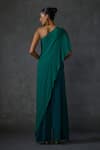 Shop_Namrata Joshipura_Green Jersey Embellished Bead One Shoulder Autumn Fern Overlap Panel Jumpsuit _at_Aza_Fashions