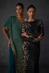 Shop_Namrata Joshipura_Green Jersey Embellished Bead One Shoulder Autumn Fern Overlap Panel Jumpsuit 