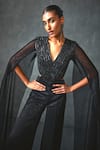 Buy_NAMRATA JOSHIPURA_Black Shimmer Crepe Embellished Bead V-neck Glissara Cut-out Jumpsuit _Online_at_Aza_Fashions